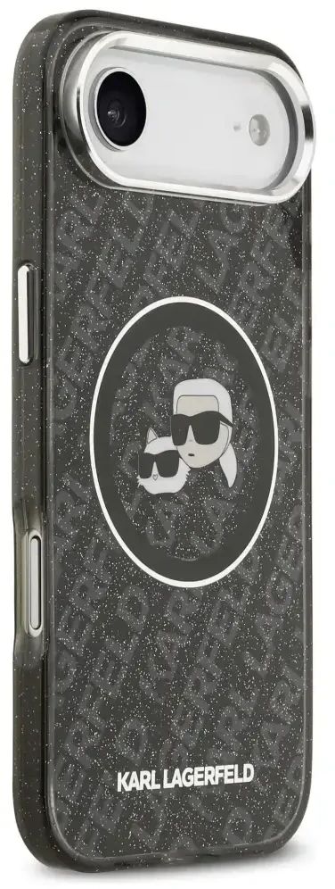 Dėklas Karl Lagerfeld IML Glitter Karl & Choupette Heads Logo MagSafe skirtas Apple iPhone Air juodos spalvos