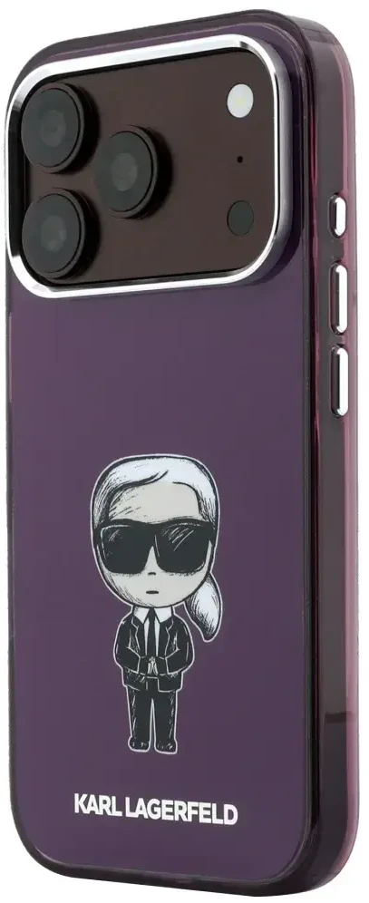 Dėklas Karl Lagerfeld IML Ikonik Sketch Print MagSafe do iPhone 18 Pro / 17 Pro bordo spalvos