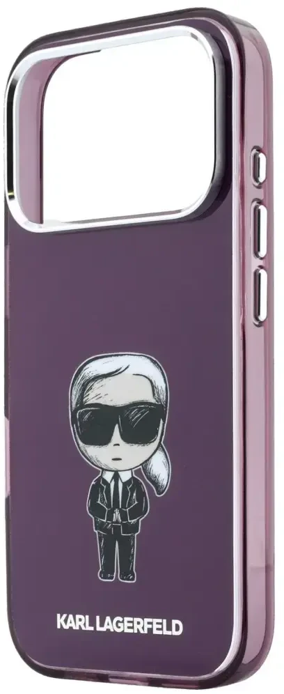 Dėklas Karl Lagerfeld IML Ikonik Sketch Print MagSafe do iPhone 18 Pro / 17 Pro bordo spalvos