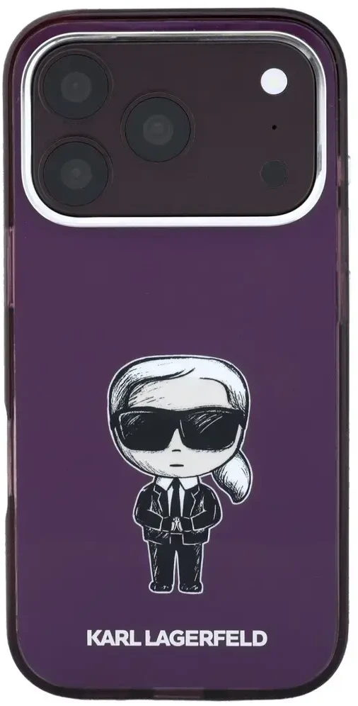 Dėklas Karl Lagerfeld IML Ikonik Sketch Print MagSafe do iPhone 18 Pro / 17 Pro bordo spalvos