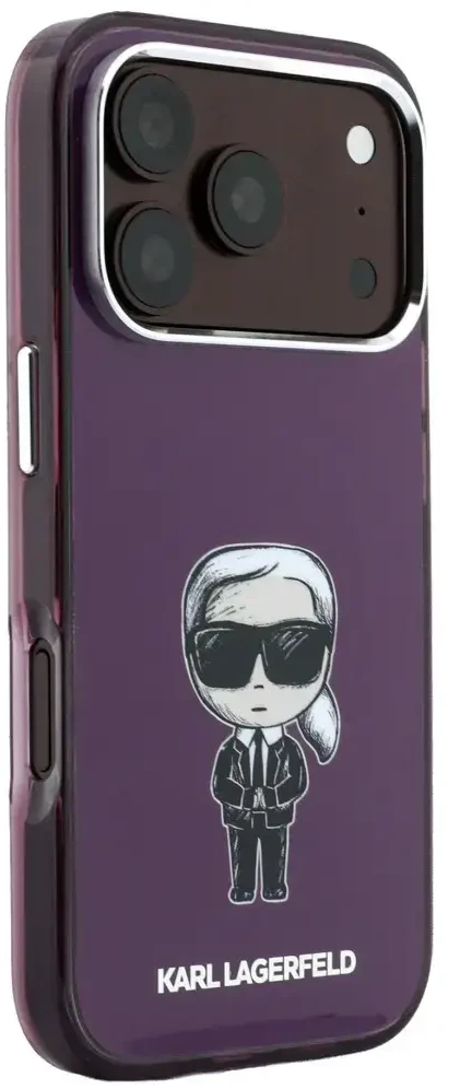 Dėklas Karl Lagerfeld IML Ikonik Sketch Print MagSafe do iPhone 18 Pro / 17 Pro bordo spalvos
