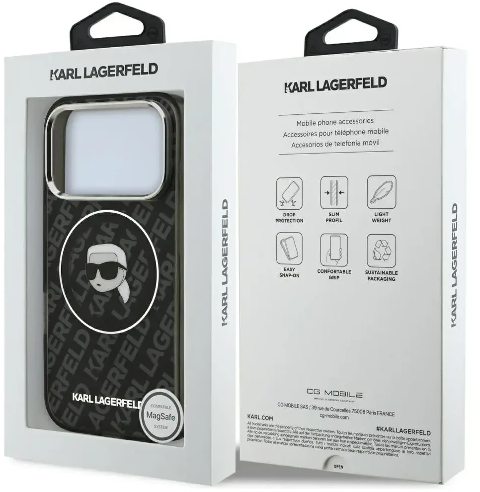 Dėklas Karl Lagerfeld IML Karl Head Logo MagSafe skirtas iPhone 17 Pro Max juodas