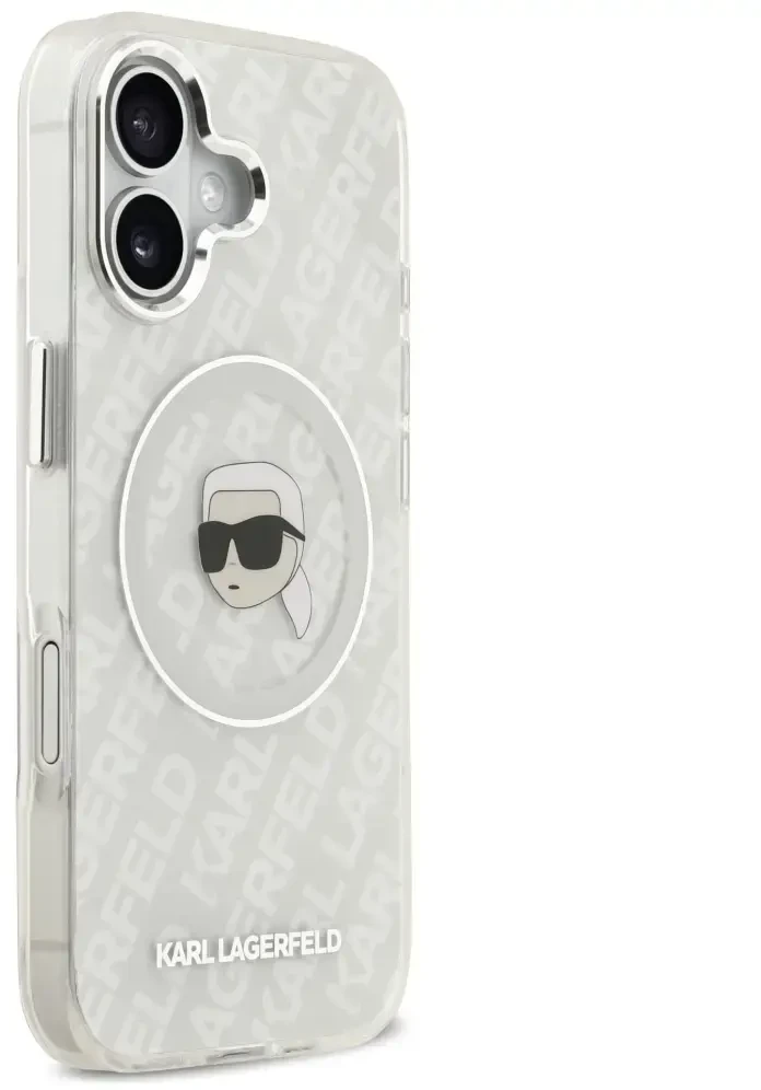 Dėklas Original Pouch Karl Lagerfeld IML Karl Head Logo MagSafe skirtas Apple iPhone 17 pilkos spalvos