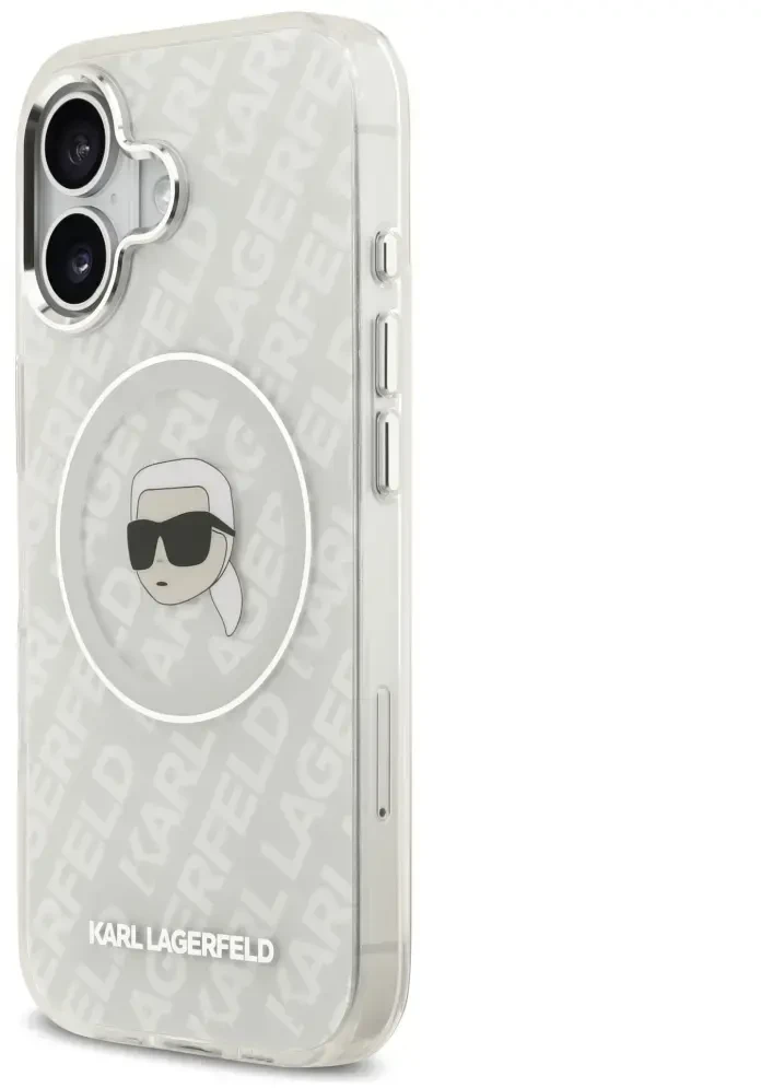 Dėklas Original Pouch Karl Lagerfeld IML Karl Head Logo MagSafe skirtas Apple iPhone 17 pilkos spalvos