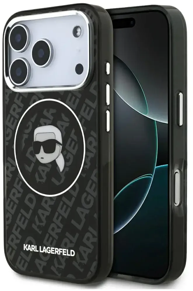 Dėklas Karl Lagerfeld IML Karl Head Logo MagSafe skirtas iPhone 17 Pro juodas
