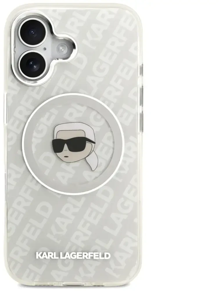 Dėklas Original Pouch Karl Lagerfeld IML Karl Head Logo MagSafe skirtas Apple iPhone 17 pilkos spalvos