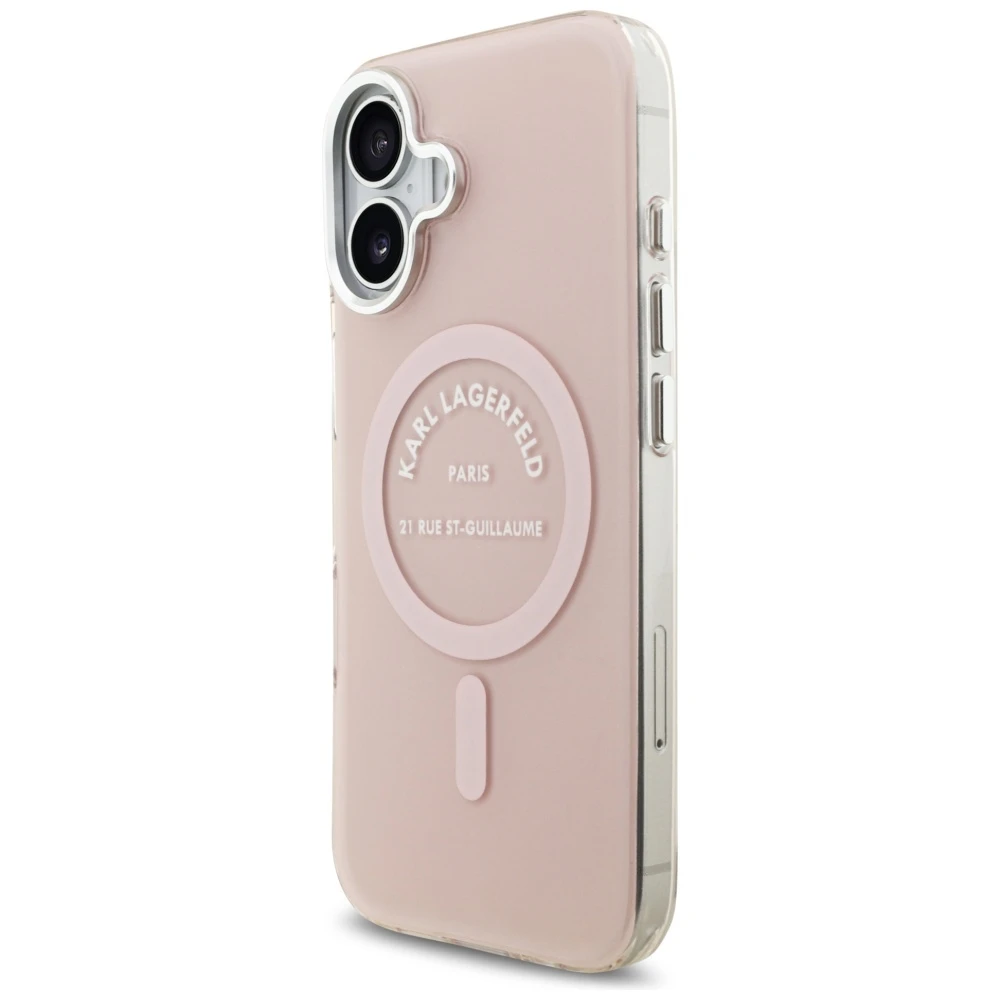 Karl Lagerfeld IML Karl RSG Logo MagSafe dėklas skirtas Apple iPhone 17 rožinės spalvos