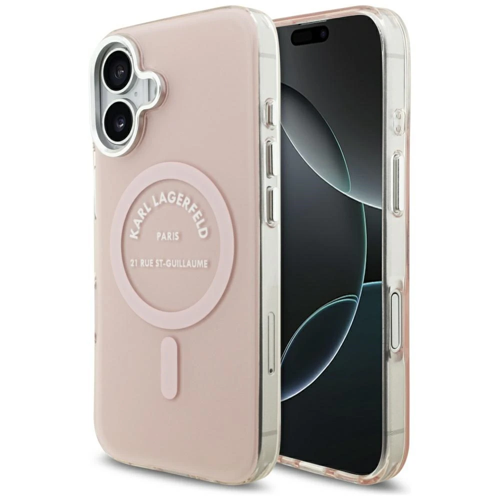 Karl Lagerfeld IML Karl RSG Logo MagSafe dėklas skirtas Apple iPhone 17 rožinės spalvos