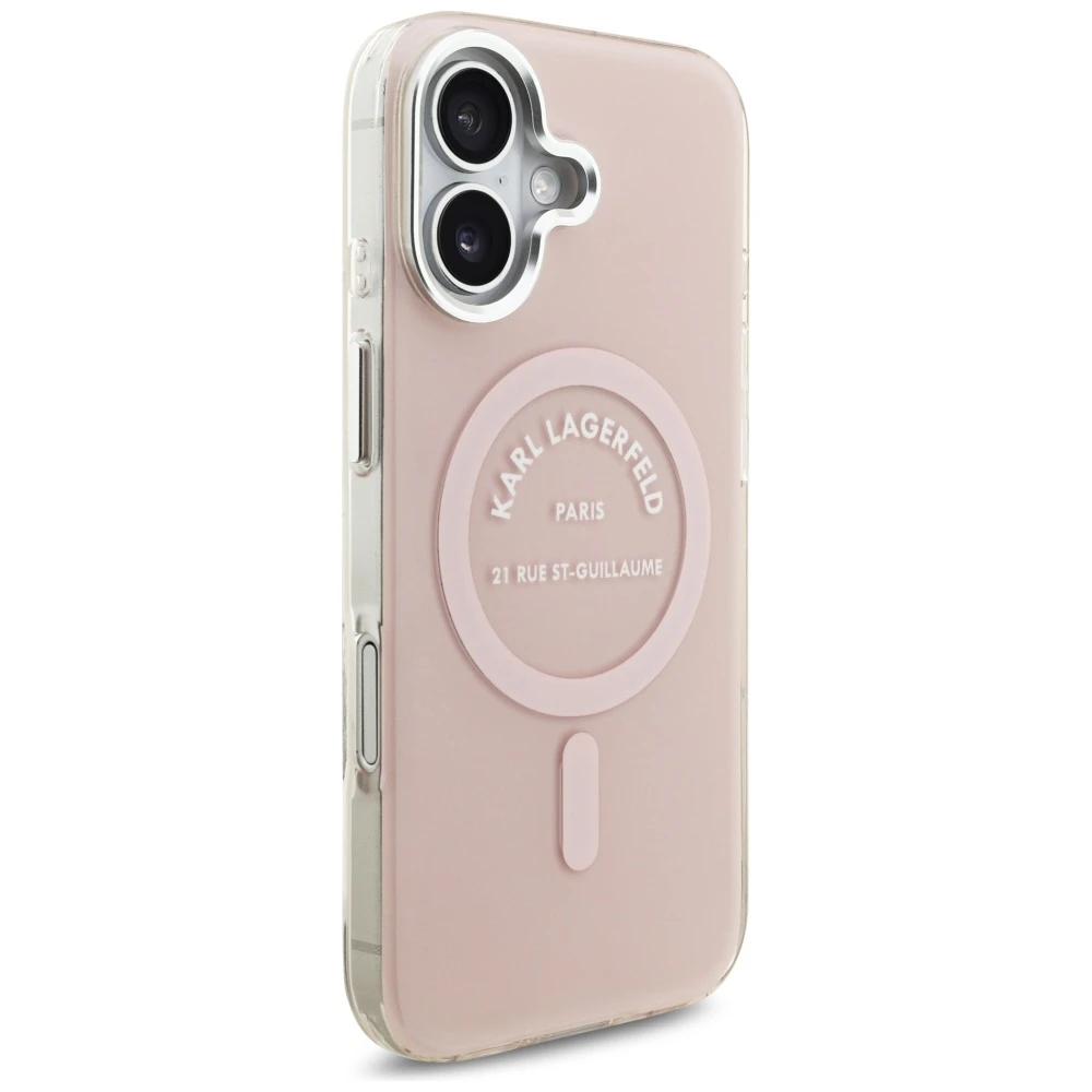 Karl Lagerfeld IML Karl RSG Logo MagSafe dėklas skirtas Apple iPhone 17 rožinės spalvos