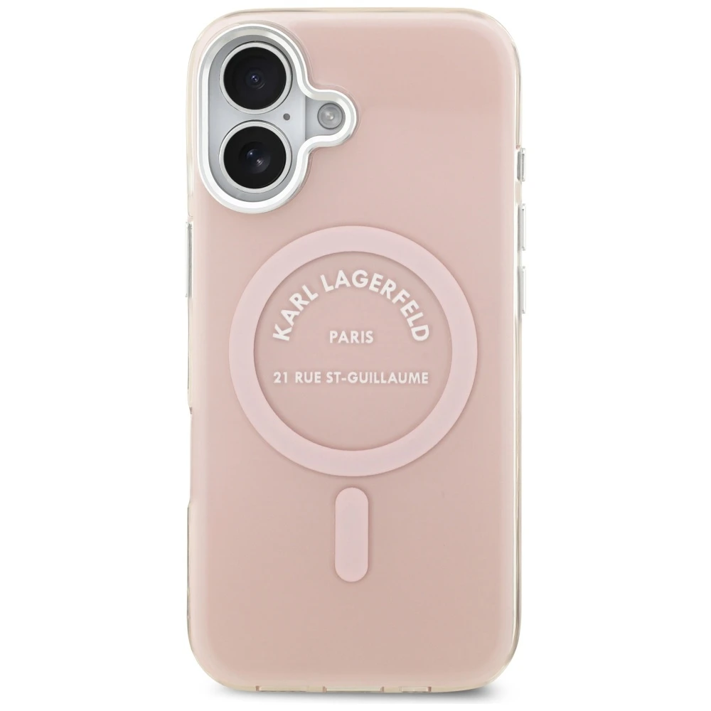 Karl Lagerfeld IML Karl RSG Logo MagSafe dėklas skirtas Apple iPhone 17 rožinės spalvos