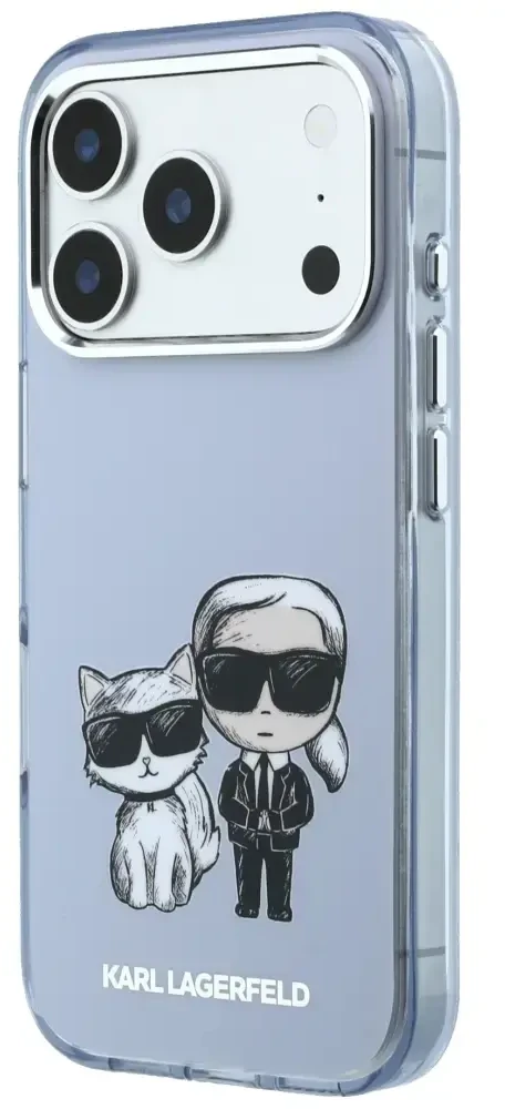 Dėklas Karl Lagerfeld IML Karl&Choupette Bodies Sketch Print MagSafe case for iPhone 17 Pro / 18 Pro - light mėlynas