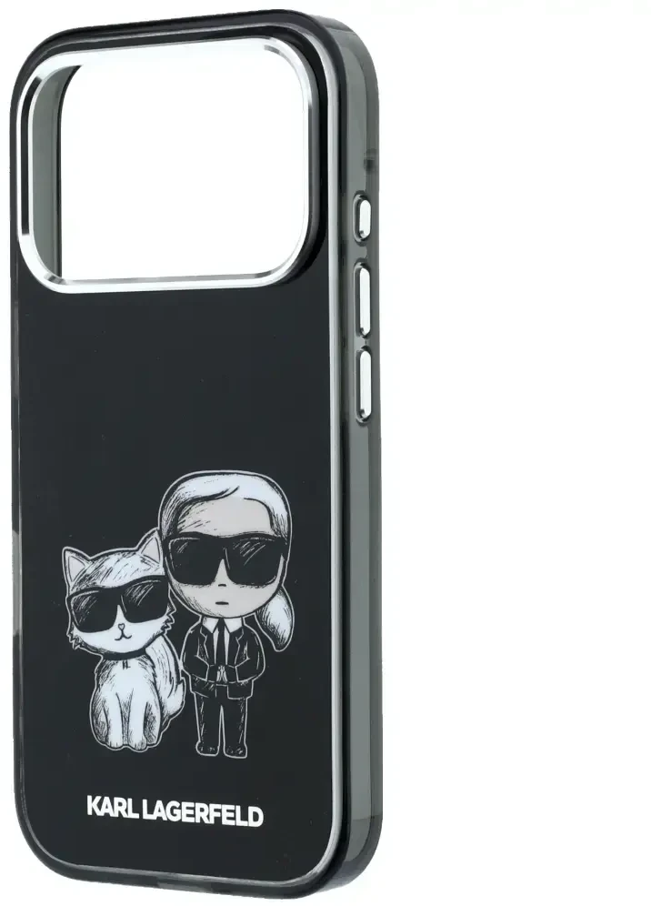 Dėklas Karl Lagerfeld IML Karl&Choupette Bodies Sketch Print MagSafe Case for iPhone 17 Pro / 18 Pro - Juodas