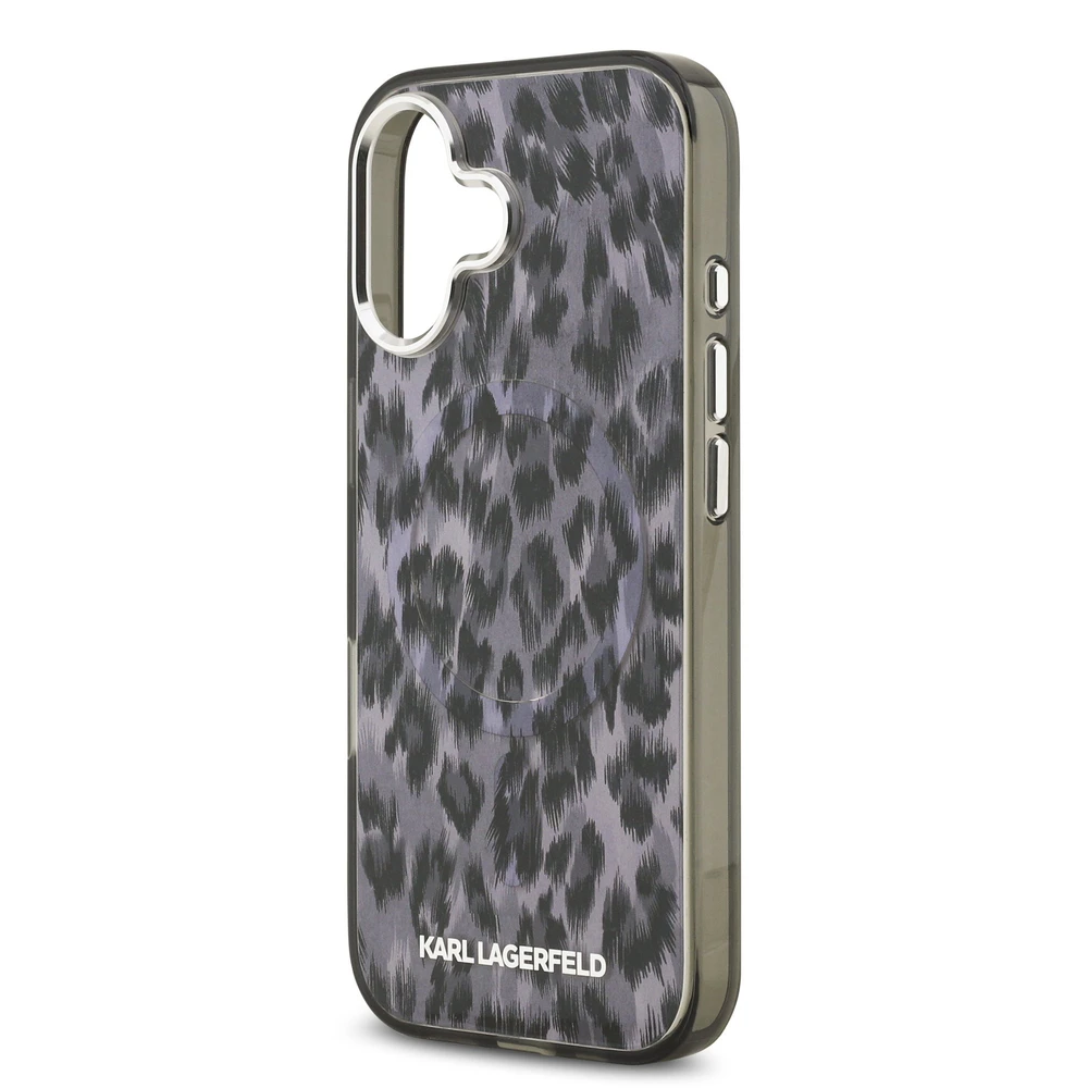 Karl Lagerfeld IML Leopard MagSafe dėklas skirtas Apple iPhone 17 pilkos spalvos