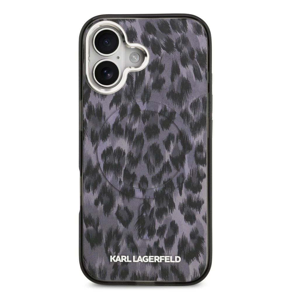 Karl Lagerfeld IML Leopard MagSafe dėklas skirtas Apple iPhone 17 pilkos spalvos