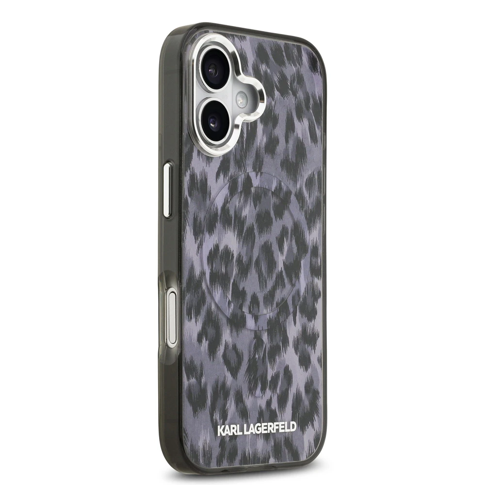 Karl Lagerfeld IML Leopard MagSafe dėklas skirtas Apple iPhone 17 pilkos spalvos