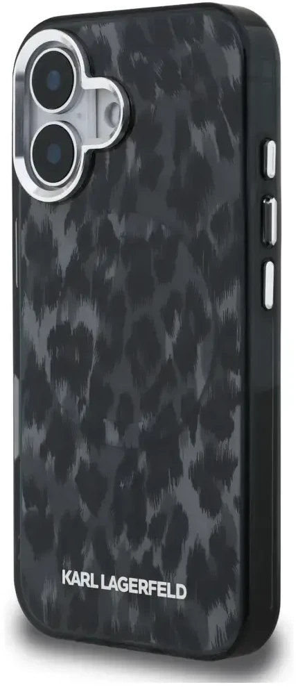 „Karl Lagerfeld IML“ leopardo rašto „MagSafe“ dėklas, skirtas „iPhone 16“ – Juodas