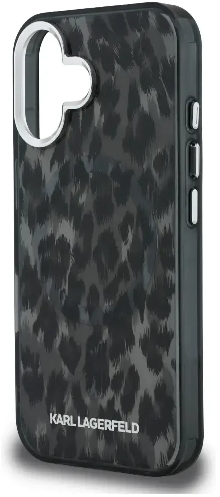 „Karl Lagerfeld IML“ leopardo rašto „MagSafe“ dėklas, skirtas „iPhone 16“ – Juodas
