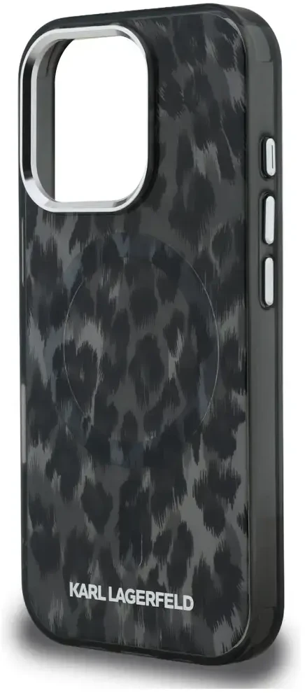 Karl Lagerfeld IML Leopard Modelio MagSafe dėklas iPhone 16 Pro - Juodas