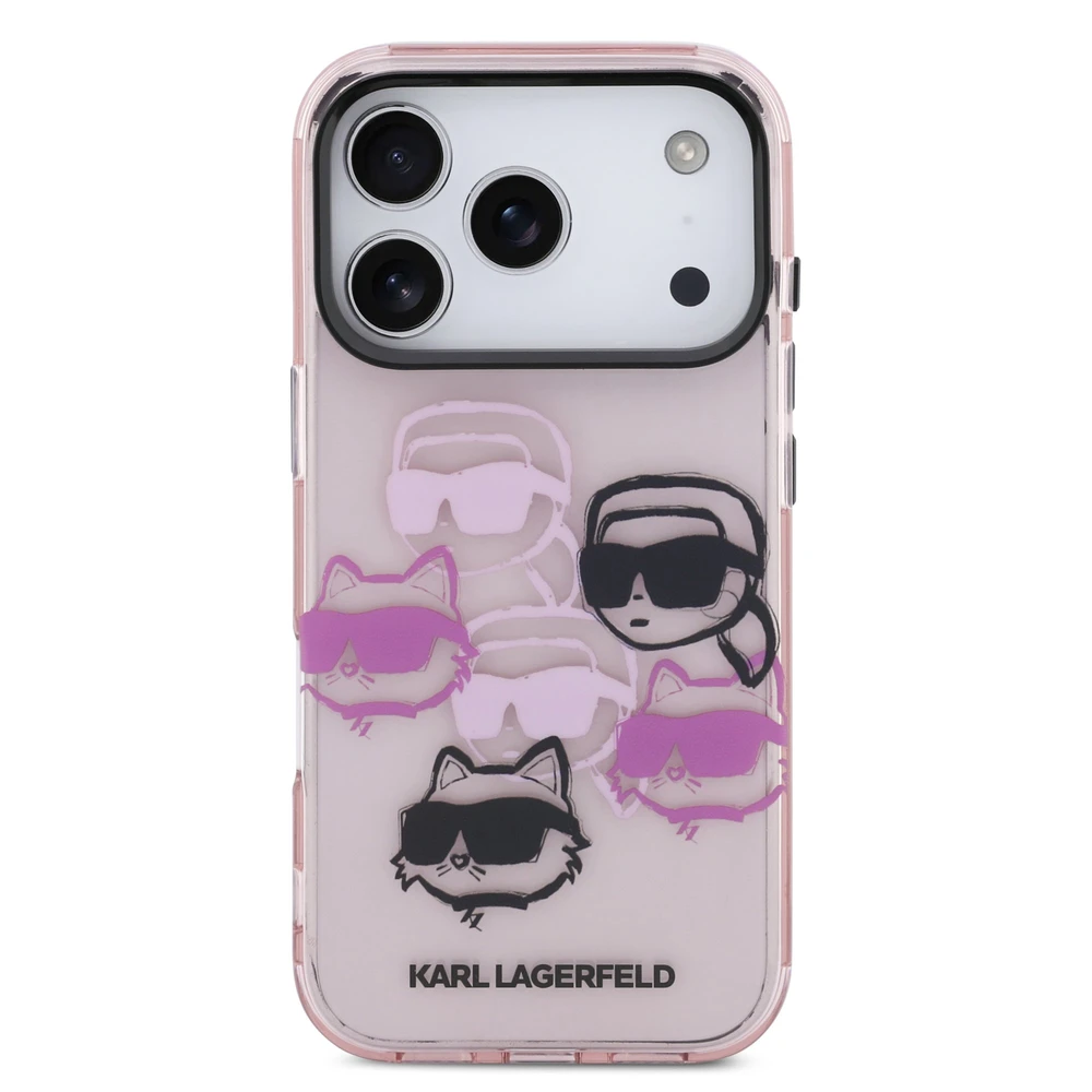 Karl Lagerfeld IML Multi K&CH Heads dėklas skirtas Apple iPhone 17 Pro Rožinė