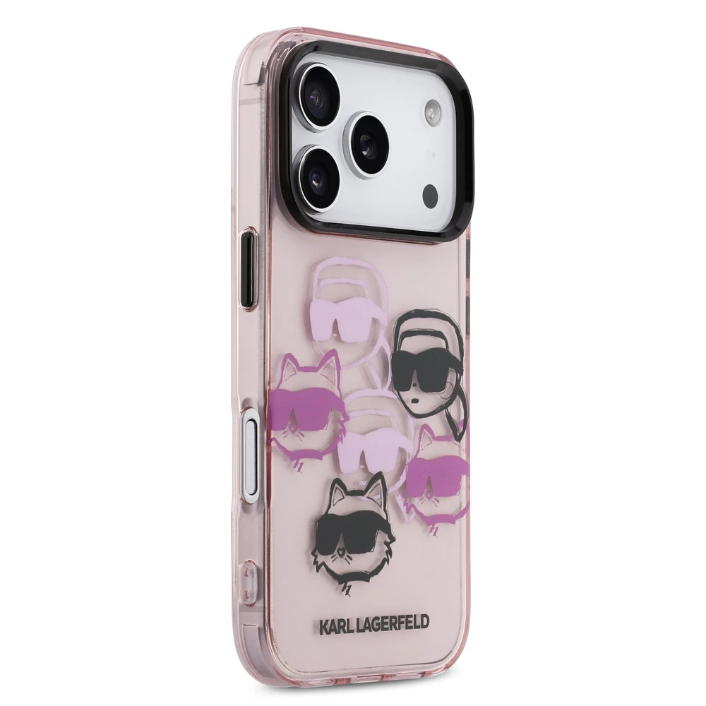 Karl Lagerfeld IML Multi K&CH Heads dėklas skirtas Apple iPhone 17 Pro Rožinė