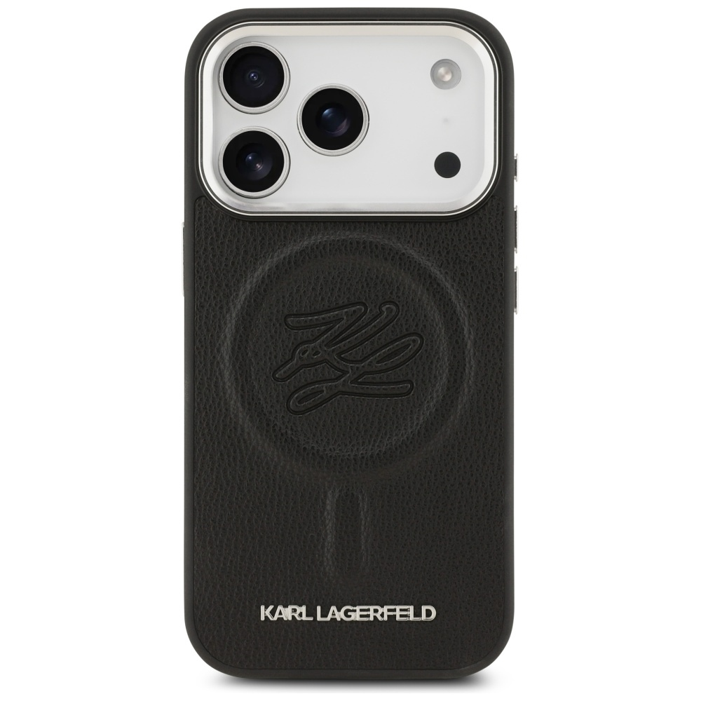 Karl Lagerfeld Initial & Metal Logo MagSafe - dėklas skirtas Apple iPhone 17 Pro juodas