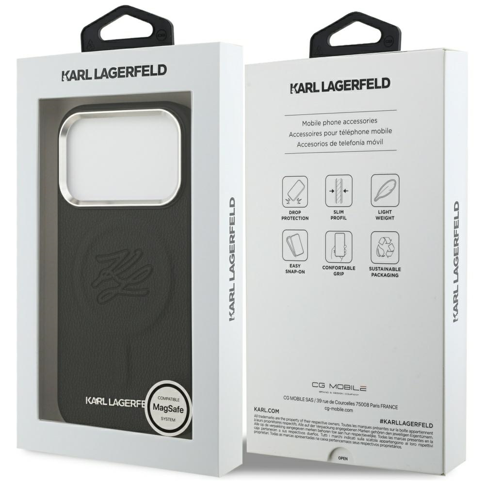 Karl Lagerfeld Initial & Metal Logo MagSafe - dėklas skirtas Apple iPhone 17 Pro juodas
