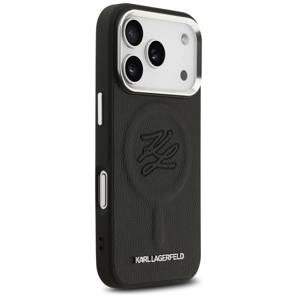 Karl Lagerfeld Initial & Metal Logo MagSafe - dėklas skirtas Apple iPhone 17 Pro juodas
