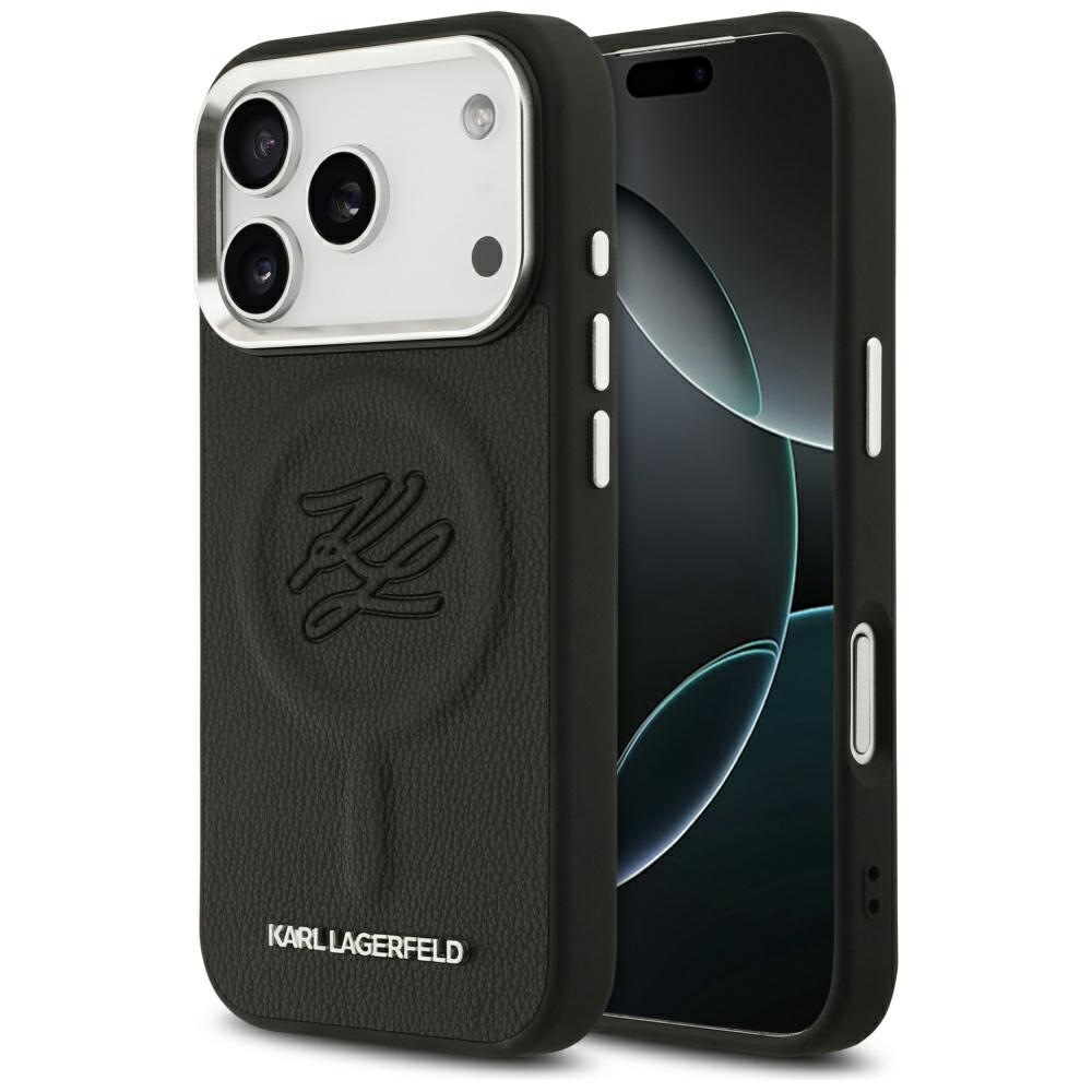 Karl Lagerfeld Initial & Metal Logo MagSafe - dėklas skirtas Apple iPhone 17 Pro juodas