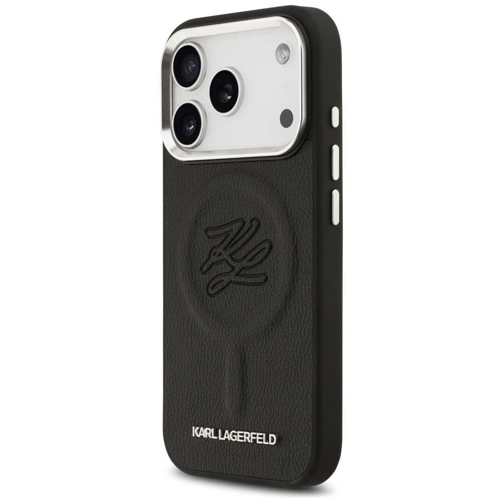 Karl Lagerfeld Initial & Metal Logo MagSafe - dėklas skirtas Apple iPhone 17 Pro juodas