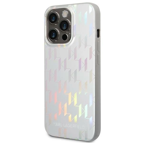 Karl Lagerfeld Monogram Iridescent - dėklas skirtas Apple iPhone 14 Pro sidabrinis