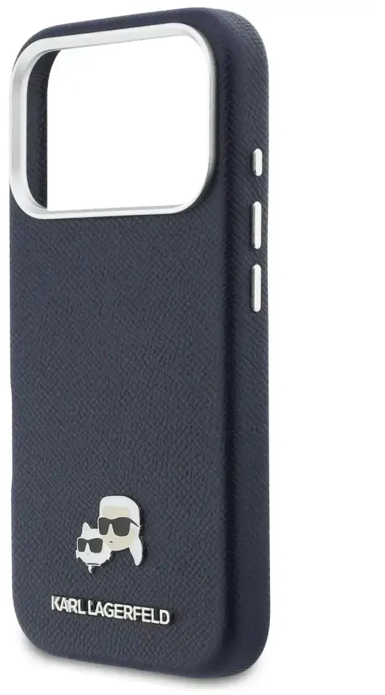 Karl Lagerfeld dėklas, skirtas IPHONE 17 Pro Max, suderinamas su MagSafe KLHMP17X6PFKCLB (PU FW W/ K&C Head Pin) mėlynas