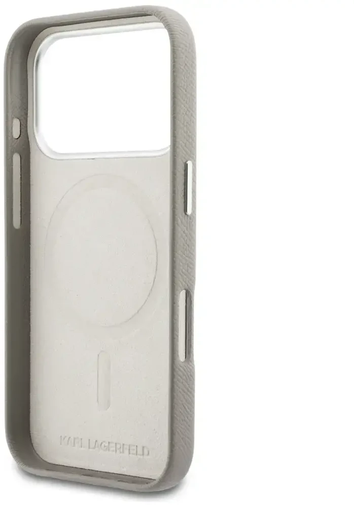 Dėklas Karl Lagerfeld case for IPHONE 17 Pro Max compatible with MagSafe KLHMP17X5PGFKHGG (PU FW W/ KHead Logo) pilka