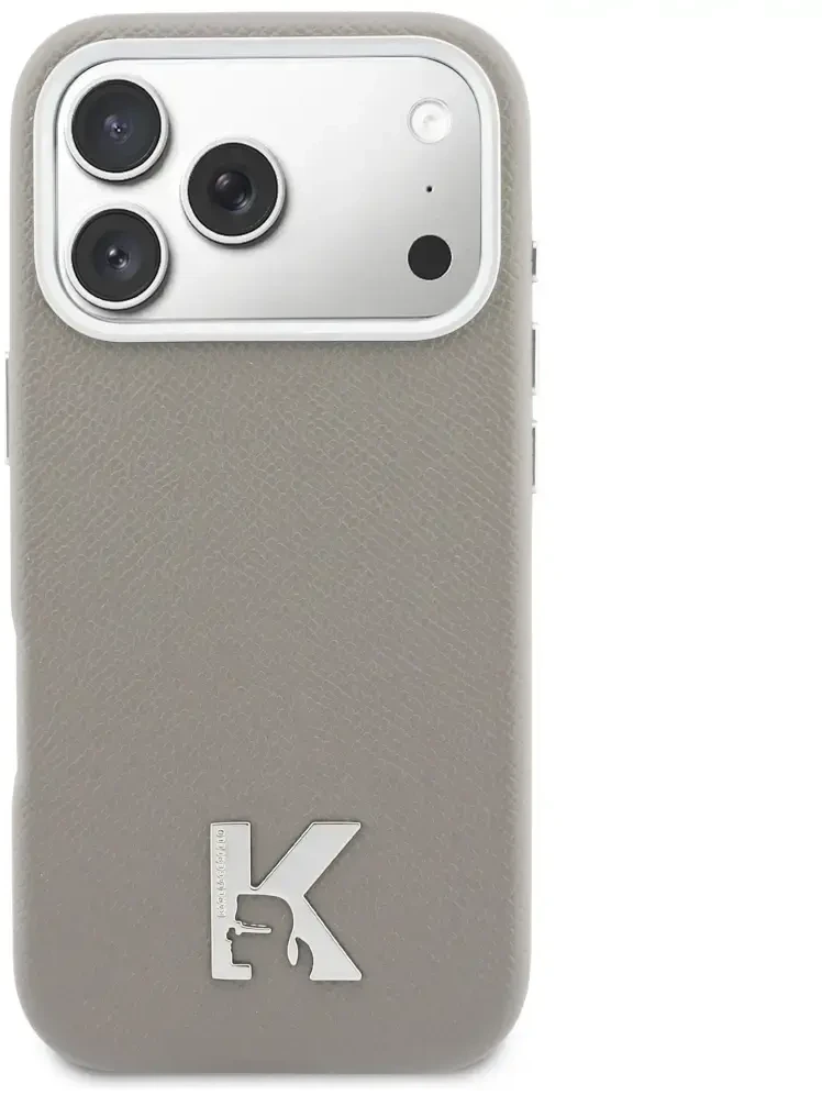 Dėklas Karl Lagerfeld case for IPHONE 17 Pro Max compatible with MagSafe KLHMP17X5PGFKHGG (PU FW W/ KHead Logo) pilka