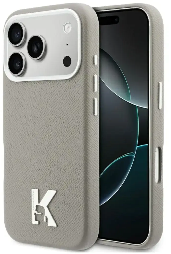 Dėklas Karl Lagerfeld case for IPHONE 17 Pro Max compatible with MagSafe KLHMP17X5PGFKHGG (PU FW W/ KHead Logo) pilka
