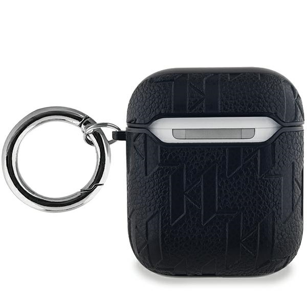 Apple AirPods Karl Lagerfeld Cover Monogram Karl & Choupette Head ausinių dėklas juodos spalvos