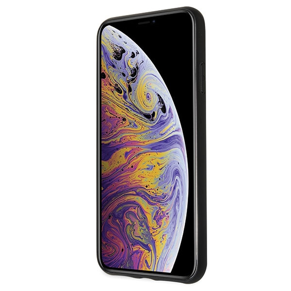 Dėklas Karl Lagerfeld KLHCI65DLHBK iPhone XsMax juoda/juodas Iconic Glitter Karl`s Head