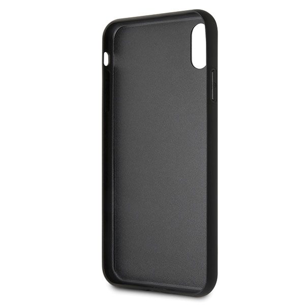 Dėklas Karl Lagerfeld KLHCI65DLHBK iPhone XsMax juoda/juodas Iconic Glitter Karl`s Head