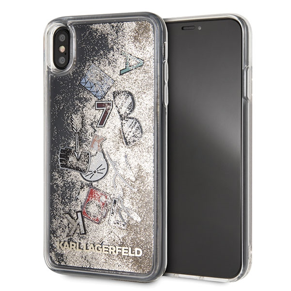 Dėklas Karl Lagerfeld KLHCI65KSICGO iPhone XsMax auksinė/auksinis hard case Iconic Liquid Glitter