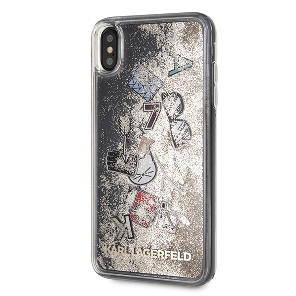 Dėklas Karl Lagerfeld KLHCI65KSICGO iPhone XsMax auksinė/auksinis hard case Iconic Liquid Glitter