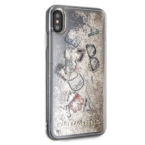 Dėklas Karl Lagerfeld KLHCI65KSICGO iPhone XsMax auksinė/auksinis hard case Iconic Liquid Glitter