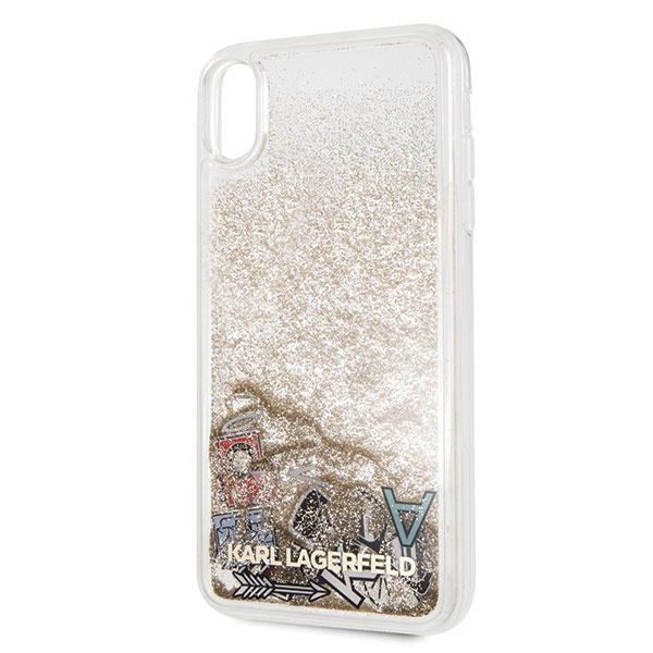 Dėklas Karl Lagerfeld KLHCI65KSICGO iPhone XsMax auksinė/auksinis hard case Iconic Liquid Glitter