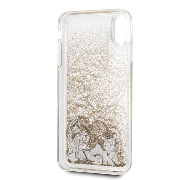 Dėklas Karl Lagerfeld KLHCI65KSICGO iPhone XsMax auksinė/auksinis hard case Iconic Liquid Glitter