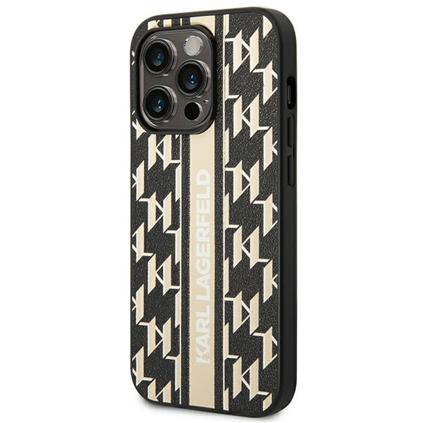 Dėklas Karl Lagerfeld KLHCP14LPGKLSKW iPhone 14 Pro 6.1" kieto dėklo ruda / ruda monograminė juostelė