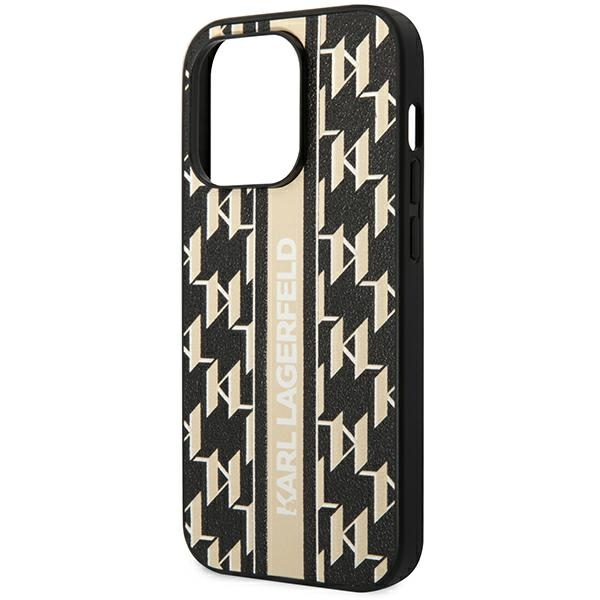 Dėklas Karl Lagerfeld KLHCP14LPGKLSKW iPhone 14 Pro 6.1" kieto dėklo ruda / ruda monograminė juostelė