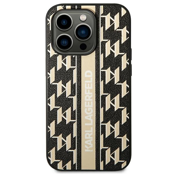 Dėklas Karl Lagerfeld KLHCP14LPGKLSKW iPhone 14 Pro 6.1" kieto dėklo ruda / ruda monograminė juostelė