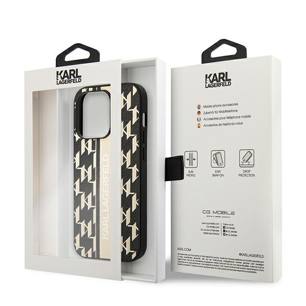 Dėklas Karl Lagerfeld KLHCP14LPGKLSKW iPhone 14 Pro 6.1" kieto dėklo ruda / ruda monograminė juostelė