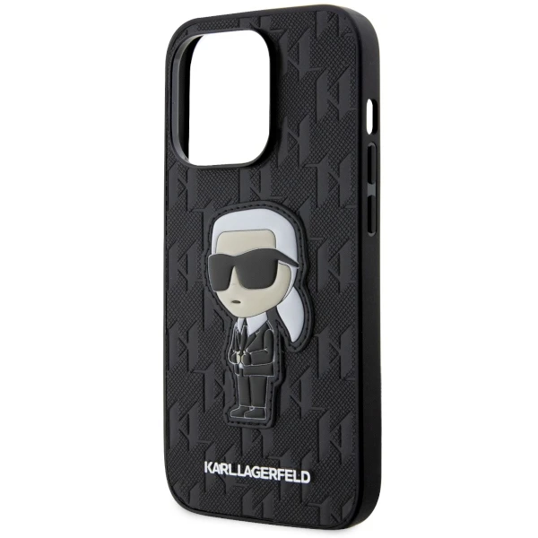 Dėklas Karl Lagerfeld KLHCP14LSAKHPKK iPhone 14 Pro 6.1" juodas/juodas Saffiano Monogram Ikonik