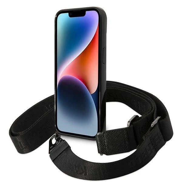 Dėklas Karl Lagerfeld Color Stripes Strap Case for iPhone 14 Plus / 15 Plus 6.7" - Rožinė