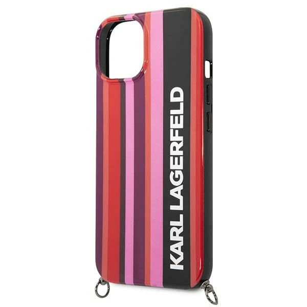 Dėklas Karl Lagerfeld Color Stripes Strap Case for iPhone 14 Plus / 15 Plus 6.7" - Rožinė