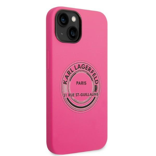 Karl Lagerfeld KLHCP14SSRSGRCF iPhone 14/15/13 6,1" kietas dėklas, rožinis silikoninis RSG
